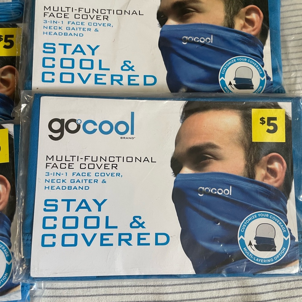 Go Cool Multi-Functional Face Cover Blue 3-In-1 Face, Neck Gaiter & Headband - Picture 3 of 3
